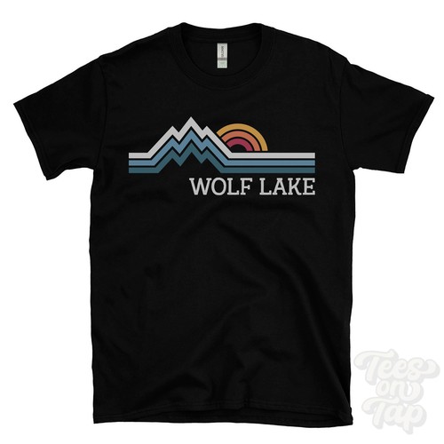 Maglietta lupo lago retro logo - lago,