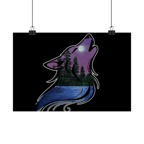 Howling wolf night lake - wolf,